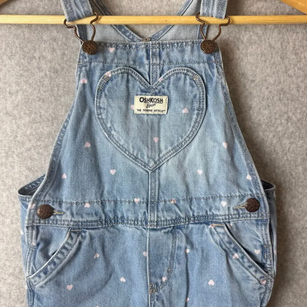 Oshkosh Overalls Denim Hearts Girls Size 4